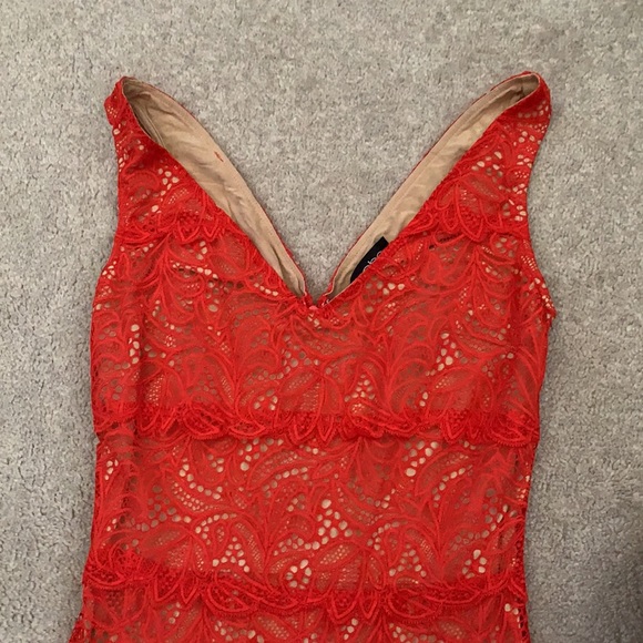 Red Orange Tank Bodycon Dress - Picture 3 of 5